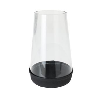 lanterne tempête verre base métal noir mat 16cm - koopman a67100330 - 1