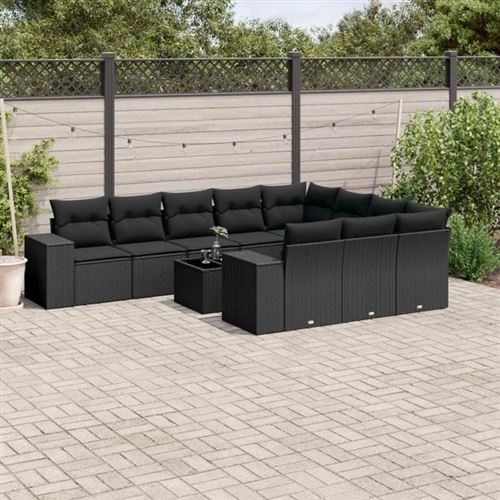 Vidaxl Noir Salon De Jardin 11 Pcs - Image 2