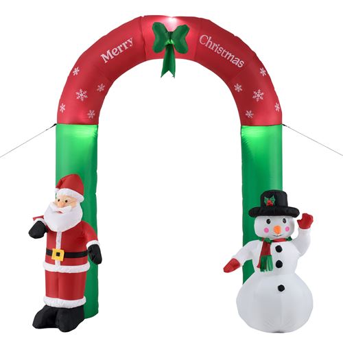 [en.casa] Porte Auto-gonflante avec LED Décoration de Noël Bonhomme de Neige et Père Noël Nylon Multicolore 240 x 220 x 85 cm