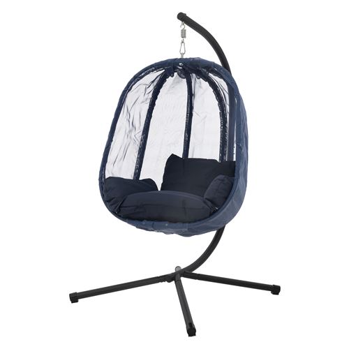 ML-Design Fauteuil Suspendu avec Support et Coussin Bleu Marine +