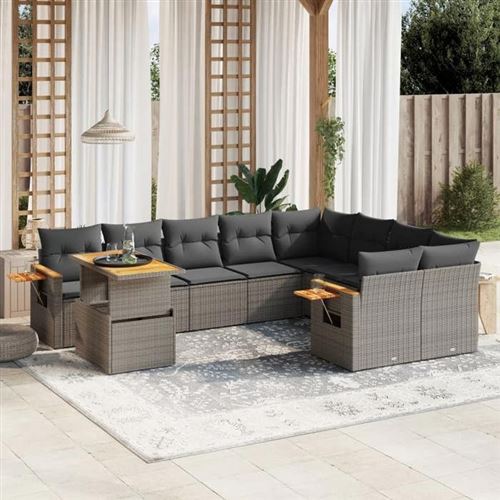 Vidaxl Gris Salon De Jardin 10 Pcs - Image 2