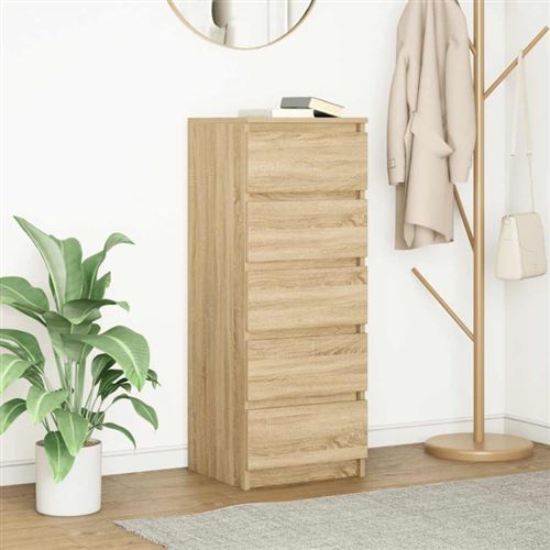Non Communiqué Marron Buffet Avec Tiroirs Chêne Sonoma 37,5X35x99 Cm Bois Ingénierie - Image 1