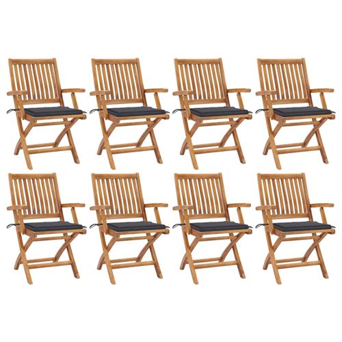 vidaXL - Ensemble de 8 Chaises Pliables de Jardin - Teck Solide - Image 2
