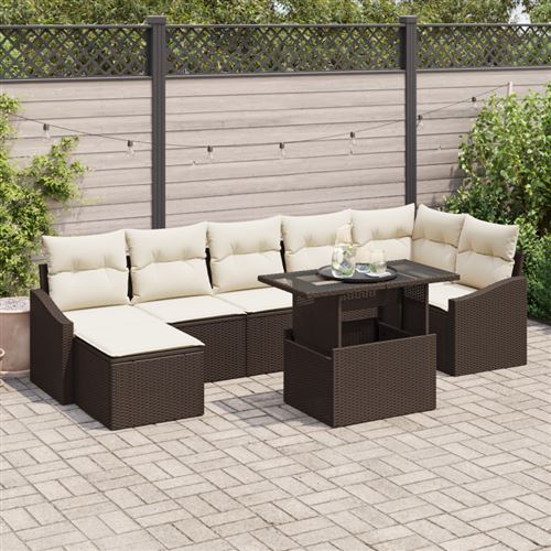 vidaXL Garten-Sofa-Set 8 stk. Braun und Creme