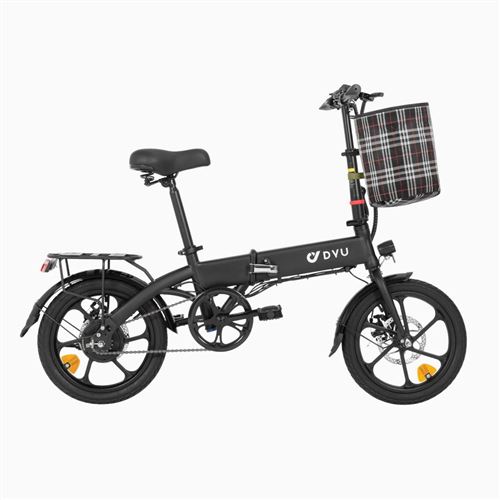 V&eacute;lo &eacute;lectrique dyu a1f pro 16 pouces 25km/h - moteur 250w batterie 36v7.5ah freins &agrave; disque - noir