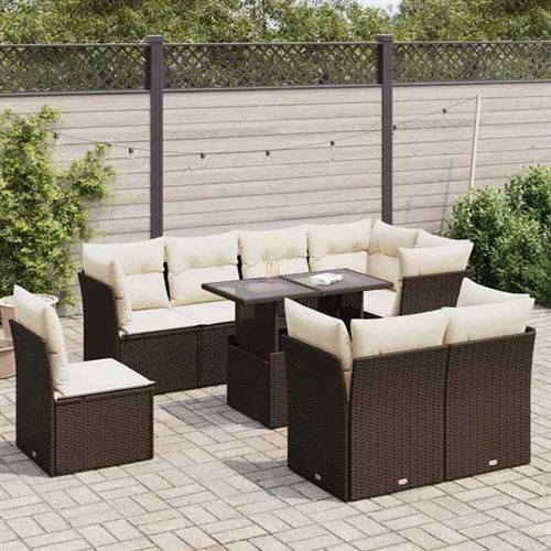 Non Communiqué Marron Salon De Jardin Vidaxl Resine Tressee 9 Pieces 9 Personnes