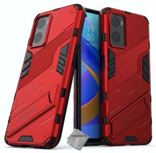Housse etui coque rigide anti choc pour Oppo A36 / A76 / A96 / Realme 9i + film ecran - ROUGE - htdmobiles