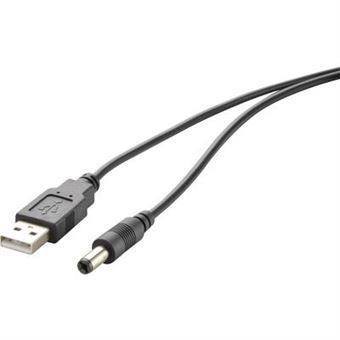 Renkforce Câble électrique USB USB 2.0 USB-A mâle, Connecteur DC 3,5 mm 1.00 m noir contacts dorés RF-4079667 - 1