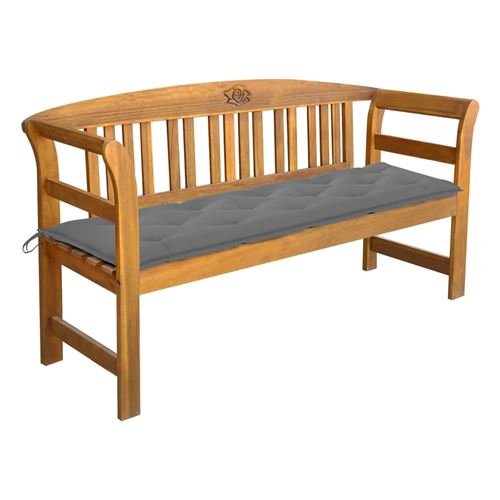 Banc de jardin avec coussin Bois d'acacia massif 150 x 50 x 7 cm