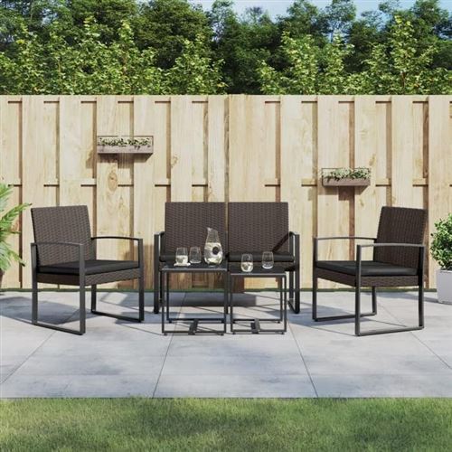 Non Communiqué Marron Vidaxl Ensemble À Manger De Jardin 5 Pcs Et Coussins Rotin Pp, Ensemble À Manger, Ensemble À Manger D'extérieur, 360216
