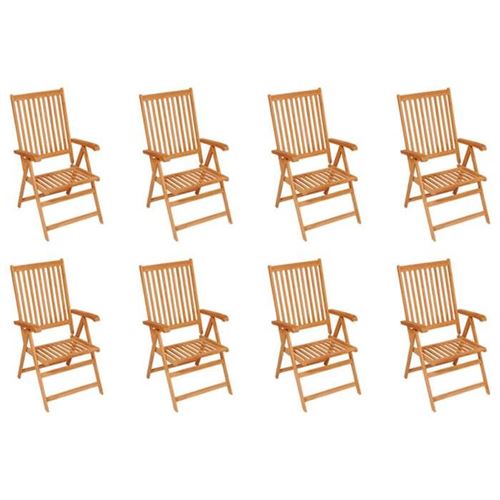 Non Communiqué Marron Lot De 8 Chaise Vidaxl En Teck Pliable H. 100 Cm Exterieur Bois