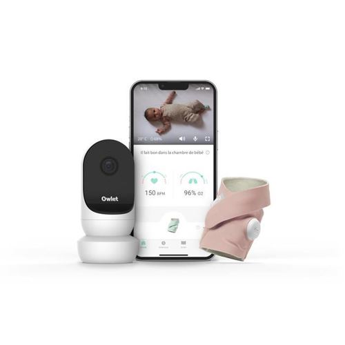 Owlet Babyphone Monitor Duo Smart Sock 3 + Cam 2 - Rose poudré