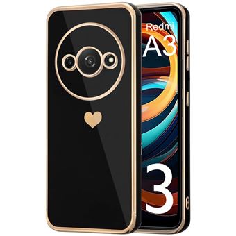 Coque pour Xiaomi Redmi A3, Protection Antichoc Motif Cœur Luxe Amour Noir - BOOLING - 1