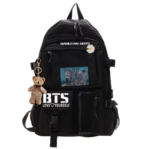 Sac à Dos BTS bangtan Boys pour Garçon et Filles (SD3443) 32*13*45 cm Noir