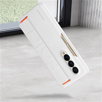 Coque en silicone avec lanière pour Samsung Galaxy Z Fold 4 Blanc