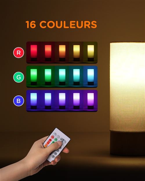 Lampe de chevet tactile 13 couleurs avec télécommande • Moment Cocooning