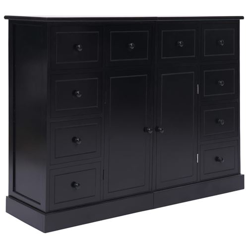 vidaXL Buffet avec 10 tiroirs Noir 113 x 30 x 79 cm Bois