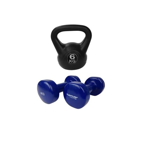 Non communiqué Tunturi - Ensemble de fitness Haltères 2 x 4kg Vinyle Kettlebell PVC 6 kg