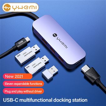 Hub USB GENERIQUE Hub usb c, adaptateur mac avec ethernet rj45, hdmi 4k,  thunderbolt 3 pd 100w, port type c, port usb 3. 0/2. 0, lecture de carte sd/tf,  dock usb c