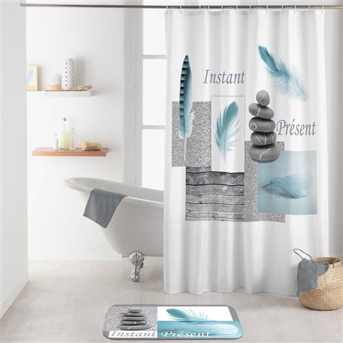 rideau de douche avec crochets 180 x 200 cm polyester Equilibre