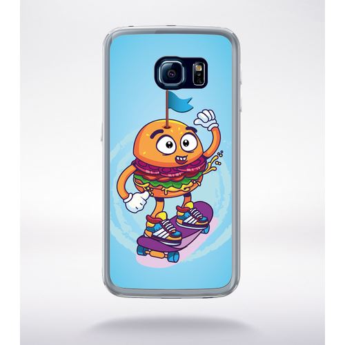 Coque Burger Fond Bleu Compatible Samsung Galaxy S6 Edge Transparent
