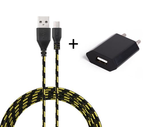 Pack Chargeur pour Manette Playstation 4 PS4 Smartphone Micro-USB (Cable Tresse 3m Chargeur + Prise Secteur USB) Murale Android (ROSE PALE)