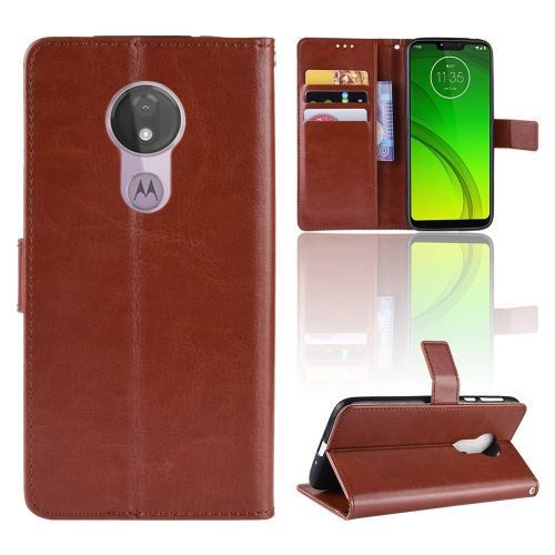 Etui en PU crazy horse avec support marron pour votre Motorola Moto G7 Power (EU Version)