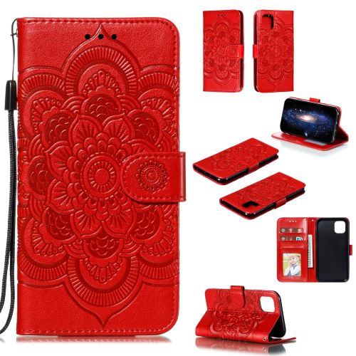 Etui en PU motif de fleurs de mandala du soleil rouge pour votre Apple iPhone XR 6.1 pouces (2019)
