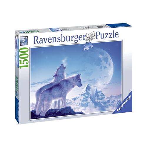 Puzzle Animaux 1500 Pièces Loups Hurler À La Lune Le Chant De L'Aube Ravensburger Bleu Clair