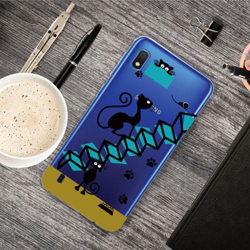 Coque en TPU impression de motifs clair Chats noirs pour votre Samsung Galaxy A10
