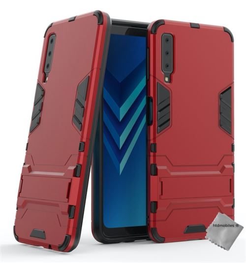 Housse etui coque rigide anti choc pour Samsung Galaxy A7 (2018) avec film ecran - ROUGE