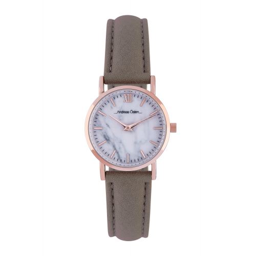 Montre Femme Andreas Osten à Quartz Cadran Blanc 26mm Et Bracelet Rose Gold En PU AOS18014