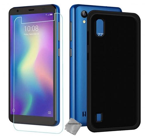 Coque silicone gel fine pour ZTE Blade A5 (2019) avec verre trempe - NOIR