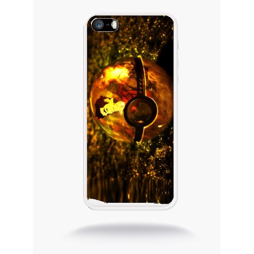 Coque Pokeball Gold Compatible Apple Iphone Se Silicone Blanc Mat