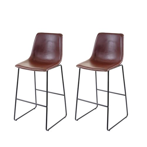 2x tabouret de bar MENDLER HWC-E54, chaise de bar/comptoir, vintage similicuir marron