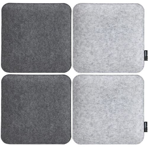 4 Coussins de Chaise en Feutre 35x35x3cm Coussin de Chaise Carré Réversible Gris