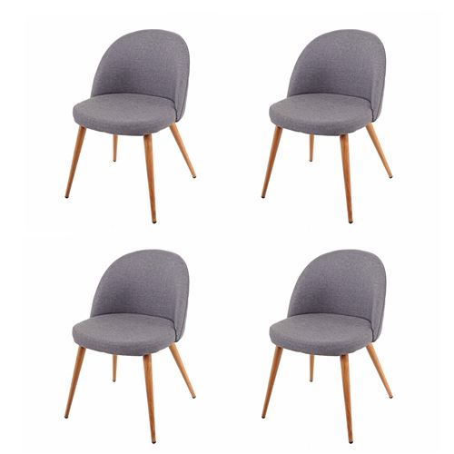 4x chaise de salle à manger MENDLER HWC-D53 en tissu gris foncé