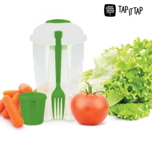 Shaker en plastique pour salade - Fourchette intégrée - Repas déjeuner