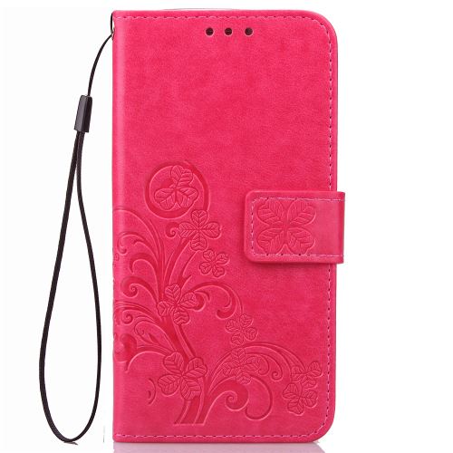 Housse étui en cuir Lucky grass pour Sony Xperia XA2 Plus - Rose foncé -4866