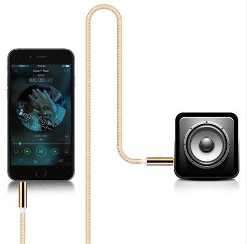 Cable Jack/Jack Metal pour LENOVO K5 Smartphone Voiture Musique Audio Double Jack Male 3.5 mm Universel (NOIR)