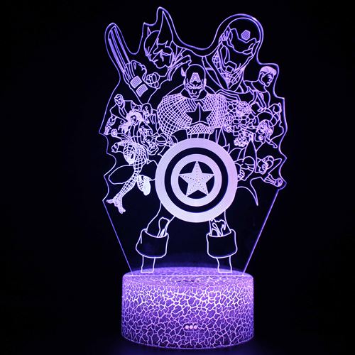 Lampe 3D Tactile Veilleuses Enfant 7 Couleurs avec Telecommande - Avengers #1457