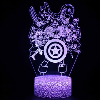 Lampe 3D Tactile Veilleuses Enfant 7 Couleurs avec Telecommande - Avengers  #1457 - Veilleuses - Achat & prix