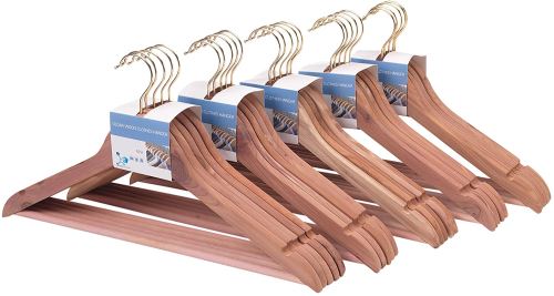 LaundrySpecialist CINTRES en Bois DE CÈDRE Lot de 30 pièces – Cintres de qualité Premium en Bois de cèdre pour Une Protection Naturelle Contre Les Mites et Les Insectes – Dim. 44,5 x 23 x 1,1 cm