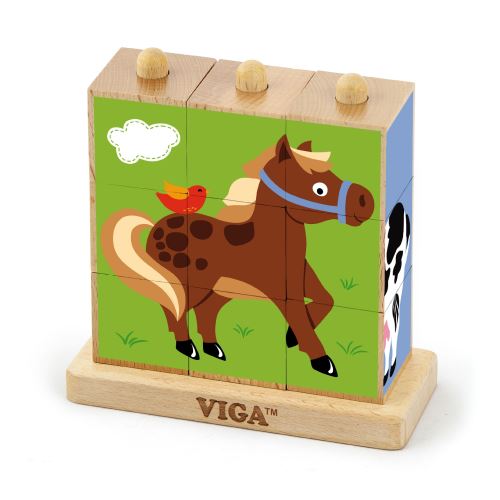 Viga Toys bloc puzzle animaux de la ferme 9 pièces