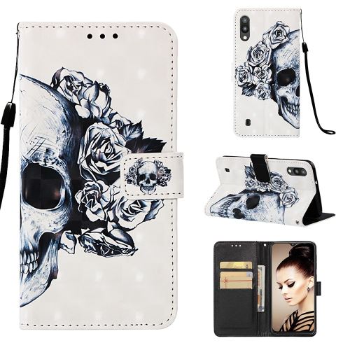 Etui en PU impression de motifs crâne froid pour votre Samsung Galaxy M10