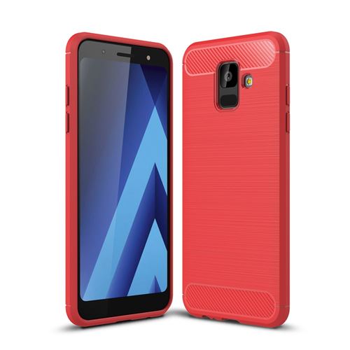 Coque en TPU fibre de carbone rouge pour votre Samsung Galaxy A6 (2018)