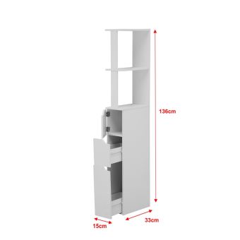 Colonne De Salle De Bain Carinda 136 Cm Blanc 2 Tiroirs