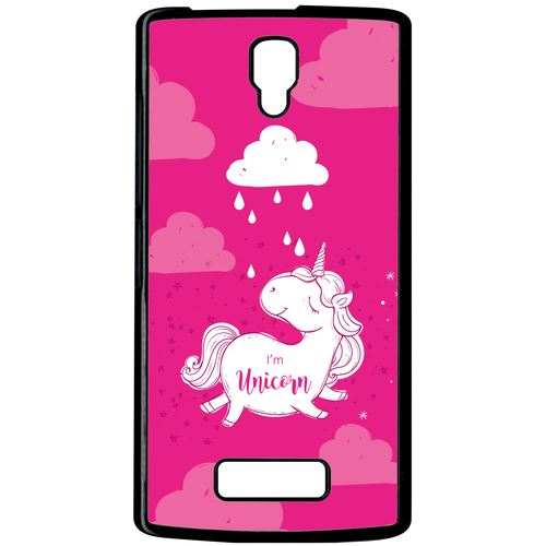 Coque Lenovo A2010 Unicorne Nuage Fond Rose Fushia