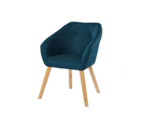 Hilda fauteuil - tissu bleu canard - scandinave - l 62 x p 60 cm