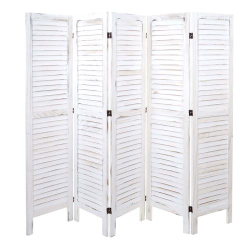Paravent MENDLER HWC-G30 shabby chic 170x200cm blanc